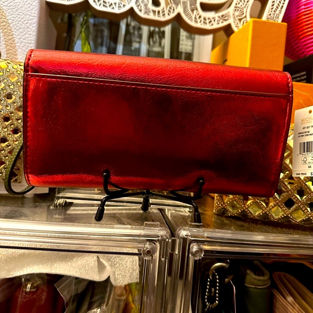 Michael Kors Continental Wallet Metallic Patent Leather / added unbranded chain - Picture 2 of 15